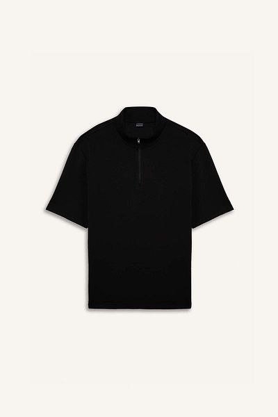 DeFacto Defactofit Standard Fit Stand Collar Zippered Athlete Fabric T-Shirt E3962Ax25Sp