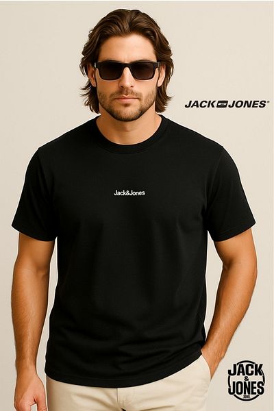 Jack & Jones J&J Jjmine Men's Logo Back Logo Printed T-Shirt Black A2222