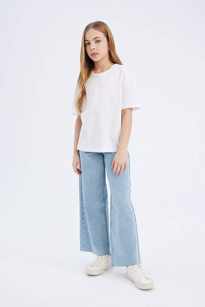 DeFacto Tricou de bază cu mânecă scurtă, cu mânecă scurtă, cu decolteu rotund, pentru fete D9099A825SM