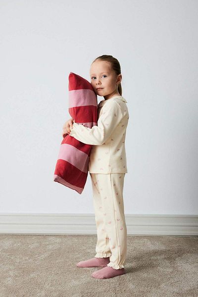DeFacto Baby-Pyjama-Set für Mädchen, Regenbogen-Druck, langärmeliges Oberteil, elastische Taille, langer Boden E1535A525SP