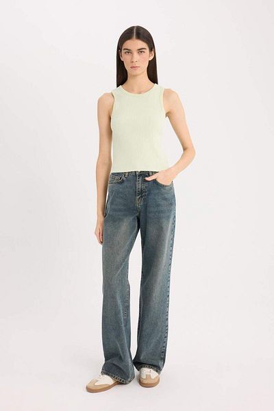 DeFacto Slim Fit Slim Fit Halter Collar Basic Απλό Σχέδιο Καμισόλα Μονόχρωμο A8859AX25SP