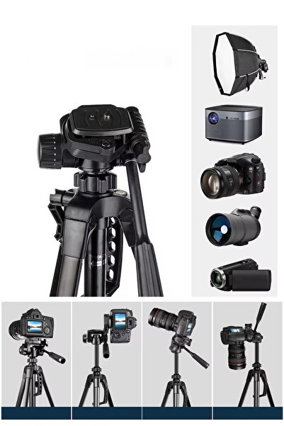 Farway Profesyonel Alüminyum Tripod 360° Ayarlanılabilir Panoramik Başlık Su Terazili Telefon Tutucu 175cm