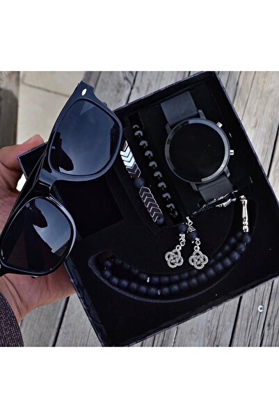 wesscollection Su Geçirmez Erkek Kol Saat Gözlük Tesbih ve Bileklik set