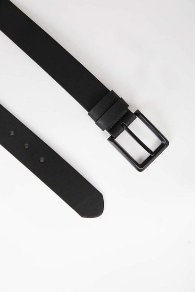 DeFacto Men's Casual Belt - Rectangular Buckle, Faux Leather, X3809Azns