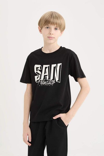 DeFacto Boy's Crew Neck Printed Short Sleeve T-Shirt D9264A825Sm