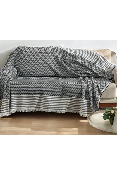 She&Co HUSĂ CANAPA/FAȚĂ DE PAT BUMBAC 170X210 CM – PROTECTOR LA PETE- ANTRACIT