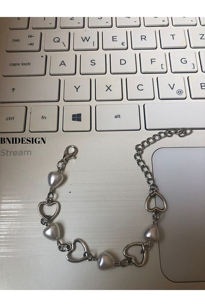 bnidesign Heart Feast Y2K Coquette Pinterest Style Heart Pearl Women's Design Bracelet