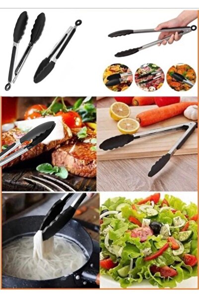 OSKAR FIRÇA Stainless Steel Adjustable Smart Tongs with Silicone Tips for Barbecue, Air Fryer, Baking Frying