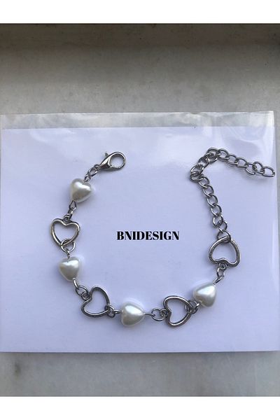 bnidesign Heart Feast Y2K Coquette Pinterest Style Heart Pearl Women's Design Bracelet