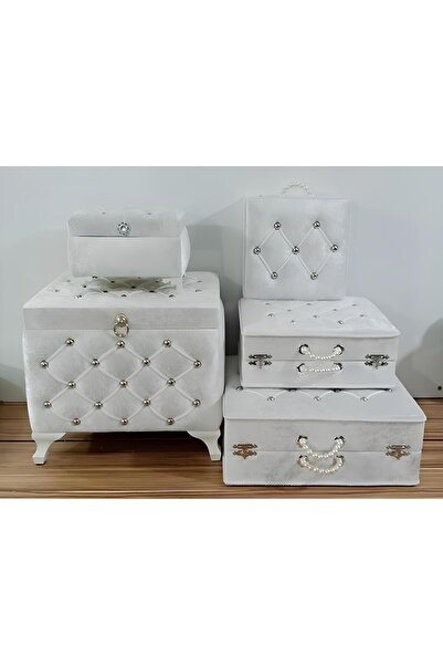 Hasret Çeyiz Çeyiz Sandık Damat Nişan Bohça Çanta Bavul Gelin Sandığı 5li 0574