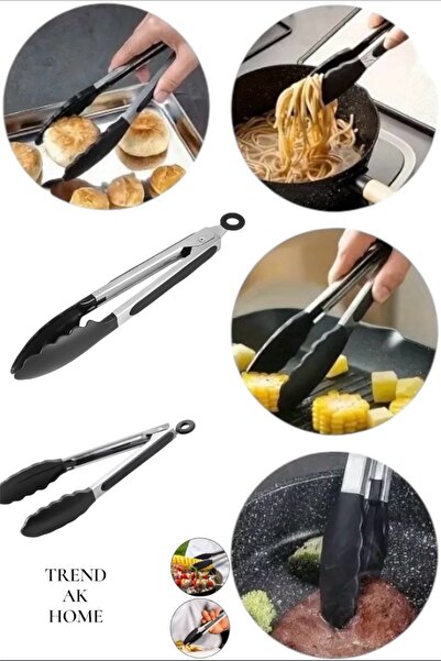 OSKAR FIRÇA Stainless Steel Adjustable Smart Tongs with Silicone Tips for Barbecue, Air Fryer, Baking Frying