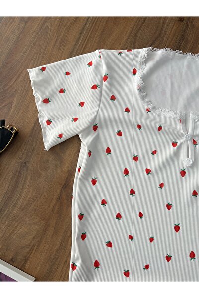 ELORİA Strawberry Short Sleeve Summer Pajama Set