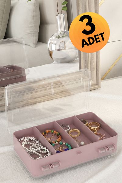 DOVİHOME 3 бр. органайзер за грим и козметика Dusty Rose