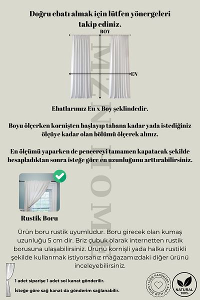 MZN Home Rustic Pipe Vintage Linen Curtain with 2 Edges Ruffles Milk Coffee Stripe - with Lacing Gift - (En X Boy)