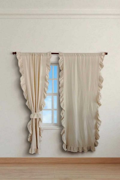 MZN Home Rustic Pipe Beige Vintage Linen Curtain with 3 Ruffled Edges - Gifted with Laces - (Width X Length)