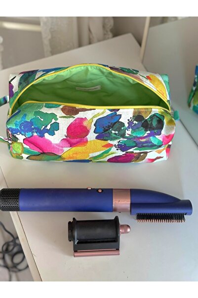 BABY KANGAROO حقيبة تصفيف الشعر الخضراء المزخرفة بالألوان المائية 35x14x12 سم...