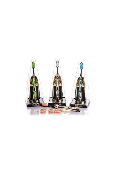 One Gold Periuta de dinti One Gold placata cu aur 24K, 3 rezerve Albe, made in Italy, Limited Edition