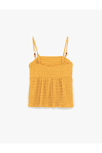 Koton Bürümcük Kumaş Boncuk Detaylı Slim Fit İnce Askılı Bluz