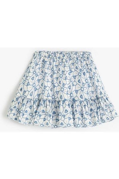 Koton Fustă cu model floral, cu talie elastică și detaliu cu volane