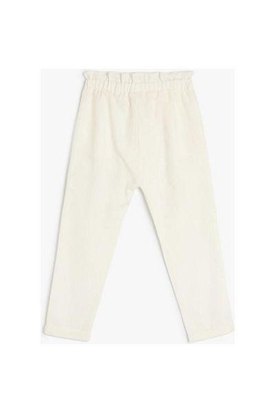 Koton Linen Blended Bow Trousers - Pocket Detail and Elastic Waist