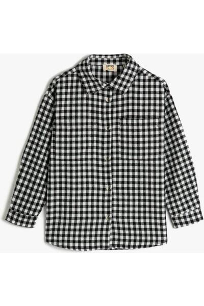 Koton Kız Çocuk Gömlek Uzun Kollu Cep Detaylı Düğmeli 4wkg60052aw Siyah Ekoseli