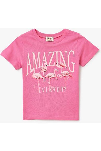 Koton Cotton Crew Neck Short Sleeve Flamingo Printed T-Shirt