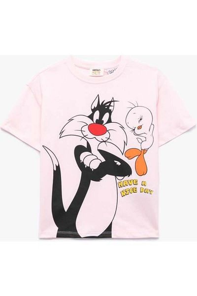 Koton Licensed Tweety and Sylvester Printed Short Sleeve Crew Neck Cotton T-Shirt