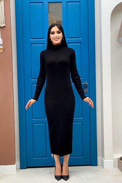 MaxiMor Rochie liniștită cu gât țesut - mânecă lungă, țesătură camisole, înălțime nu arată interiorul, 135 cm