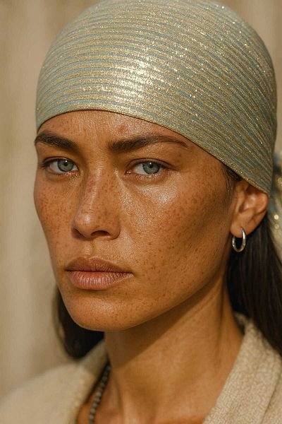 Handmade Silvery Gold Color Shawl Model Hair Bandana
