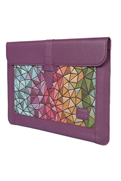 LONDO حافظة كمبيوتر محمول من الجلد الطبيعي باللون الأرجواني متوافقة مع أجهزة Macbook Pro وAir مقاس 13.3/13 بوصة