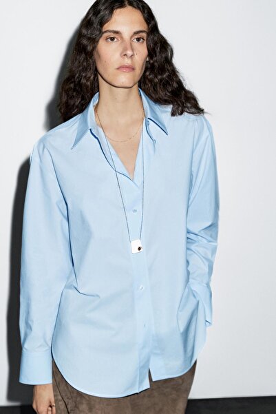 Massimo Dutti Uzun %100 pamuklu poplin gömlek