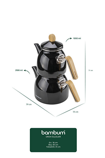 Bambum Sultan Bamboo Handle Teapot Set Black