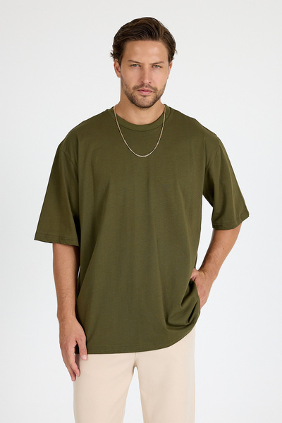 gothamvibes Ανδρικό μπλουζάκι χακί υπερμεγέθη Timeless