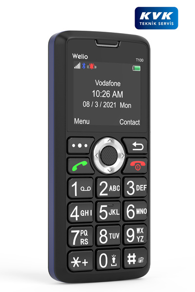 Welio Wkey T100 Mavi Tuşlu Cep Telefonu Kamerasız Asker Telefonu Yaşlı Cep Telefonu (KVK GARANTİLİ)