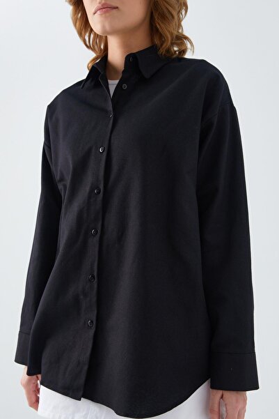 Mixray 4621 Women's Black Basic Pleated Shirt