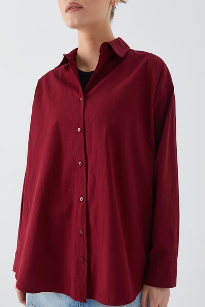 Mixray 4618 Claret Red Women's Shirt - Basic Model with Back Robe