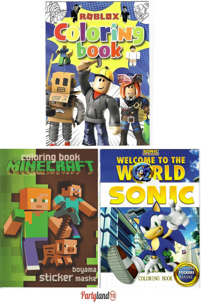 PartylandTR Roblox Minecraft Sonic Boyama Kitabı (boyama , Sticer , Arka Kapak Maske )