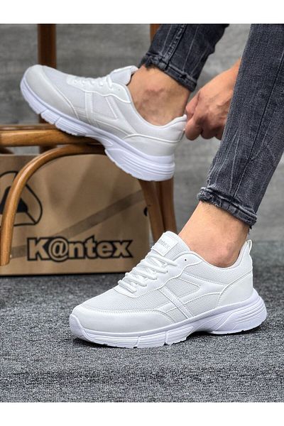 KANTEX Sneaker White Sports Shoes Comfortable Airy Flexible Quality Lace-Up Orthopedic Useful28M-