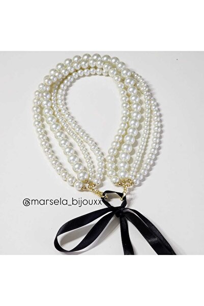 Handmade Marsela Çoklu Kurdele İnci Kolye