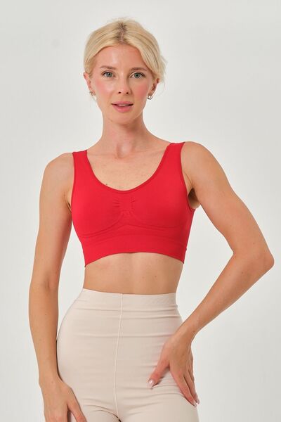 MİSTİRİK Rosella Model Göğüs Küçültücü Kalın Asklı Pedsiz Sütyen Kırmızı Renk
