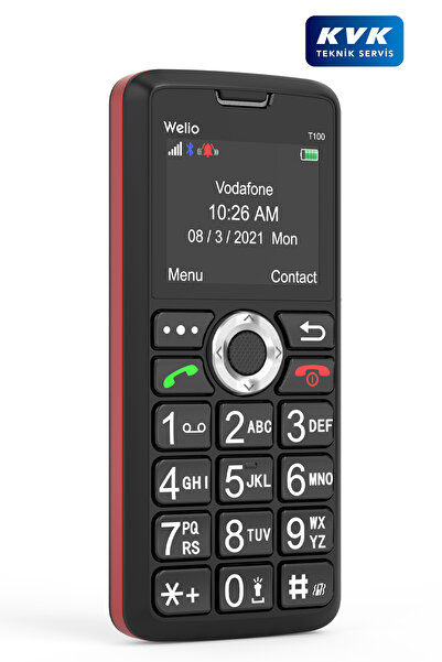 Welio Wkey T100 Kırmızı Tuşlu Cep Telefonu Kamerasız Asker Telefonu Yaşlı Cep Telefonu (KVK GARANTİLİ)