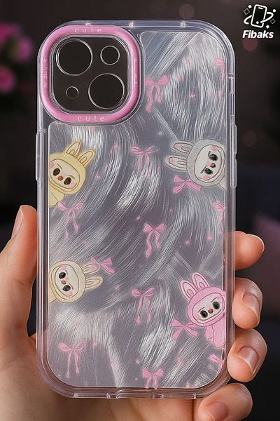 Fibaks حافظة لهاتف Apple iPhone 13 مع حماية للكاميرا من Labubu Toy غطاء حماية ممتص للصدمات
