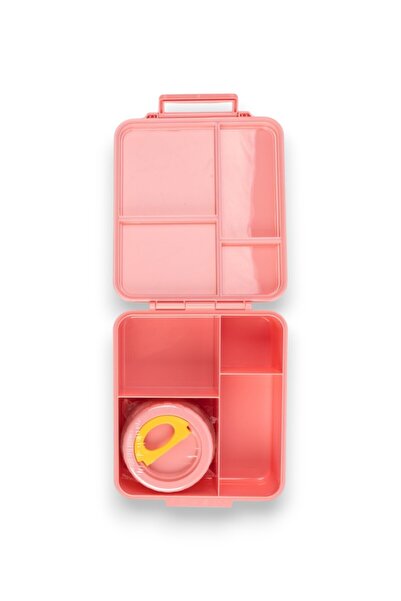 Cocobee صندوق غداء تريتان بينتو من شيري مع وعاء طعام، 4 أقسام - وردي