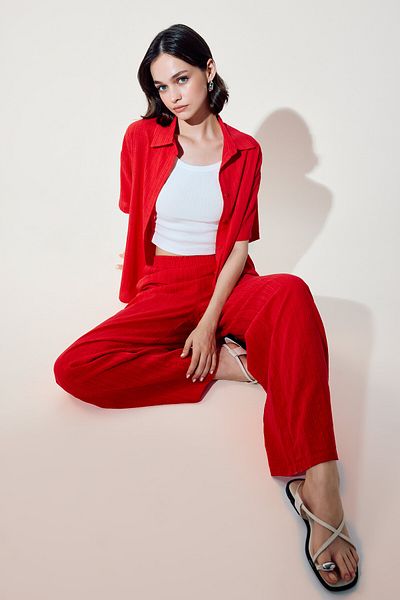 DeFacto Oversize Wide Fit Linen Look Short Sleeve Shirt A9135Ax24Sm