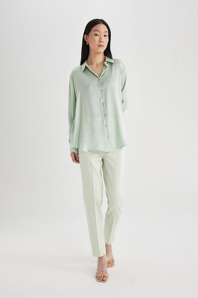 DeFacto Pantaloni din satin Sigaret Talie normală Talie dreaptă de bază Elastică Picior drept J8743az24sm