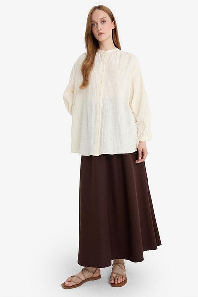 DeFacto Pleated Linen Blend Maxi Skirt F4862Ax25Au