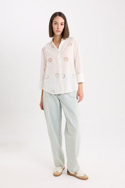 DeFacto Oversize Wide Fit Embroidery Long Sleeve Shirt B5419Ax24Sm