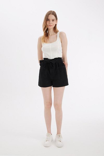 DeFacto Pantaloni scurți din Jean Paperbag cu talie înaltă - C2450AX24HS