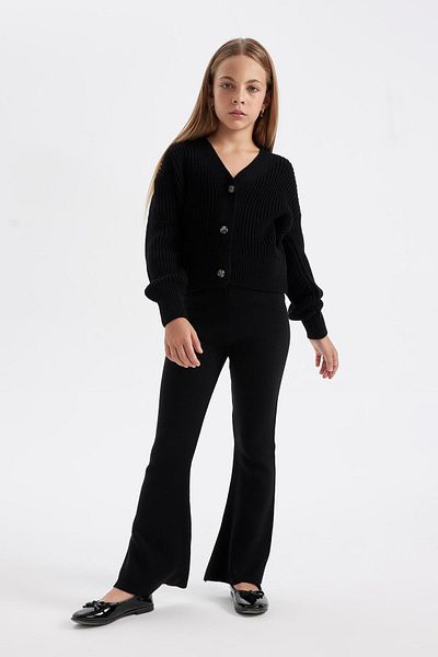 DeFacto Girls Flare Fit Spanish Leg Basic Plain Knitwear Trousers A6029A824Wn
