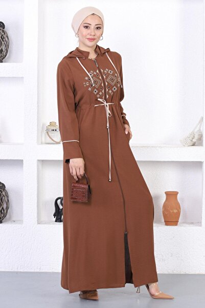 Modamihram Фераце з вишитим капюшоном, коричневий 12210